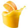 Orange slice and juice